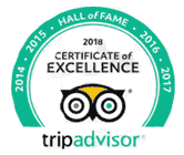 Hall of Fame Certificate of Excellence by TripAdvisor